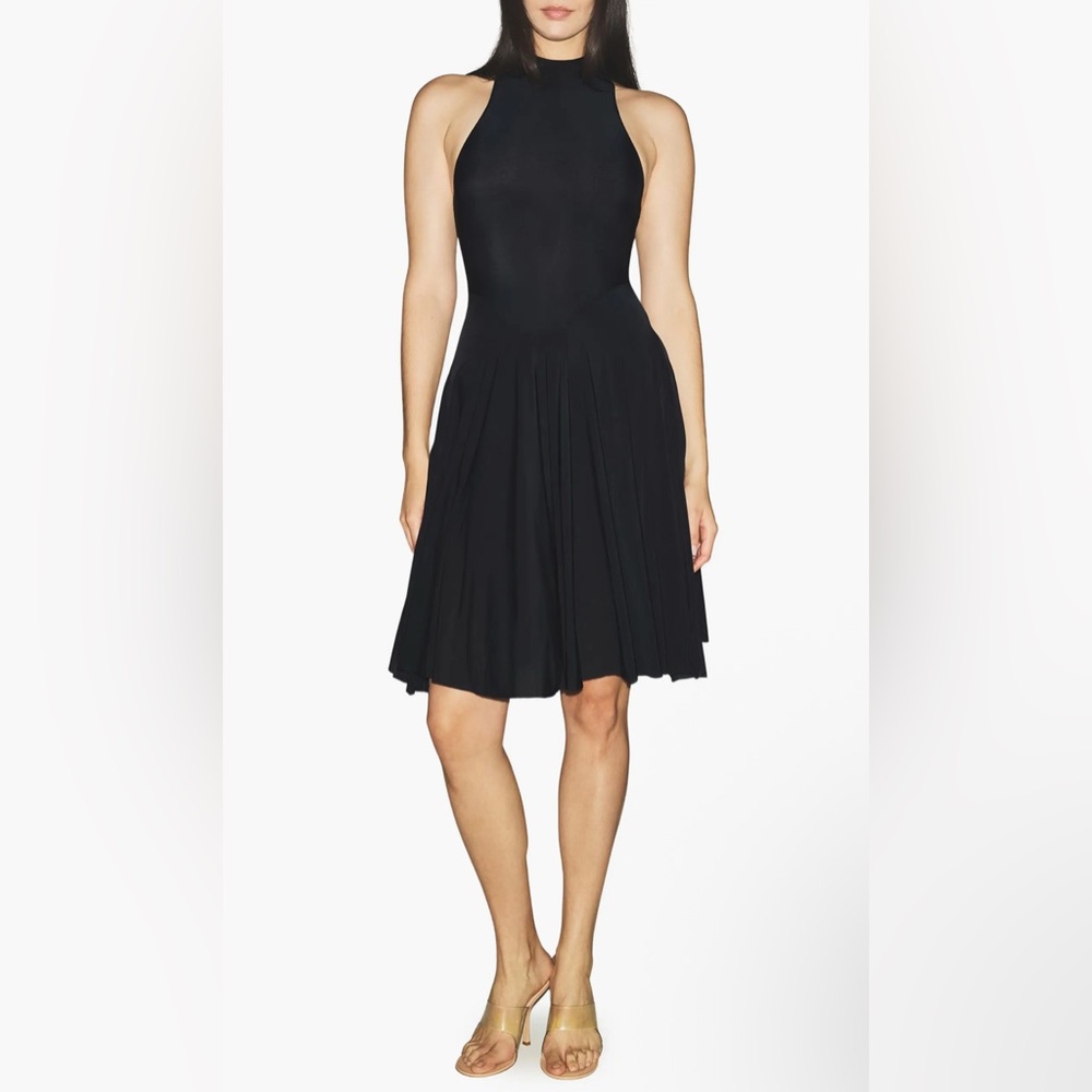 SKIMS Milky Sheer High Neck Dress in Obsidian